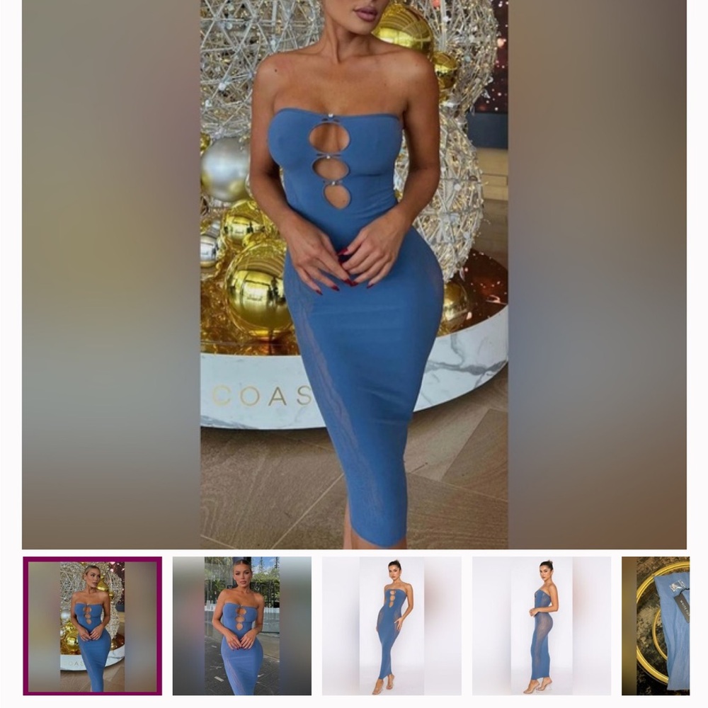 White Fox Boutique Blue Cut Out Bodycon Dress